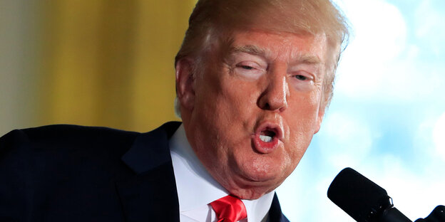 US-Präsident Donald Trump spricht in ein Mikrofon US-Präsident Donald Trump spricht in ein Mikrofon