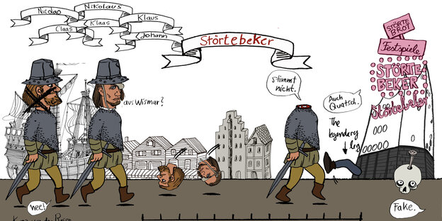 Illustration: Klaus Störtebeker marschiert kopflos Illustration: Klaus Störtebeker marschiert kopflos