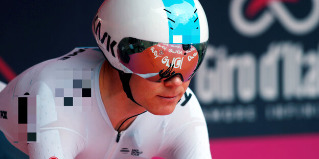 Radprofi Froome mit Zeitfahrhelm Radprofi Froome mit Zeitfahrhelm