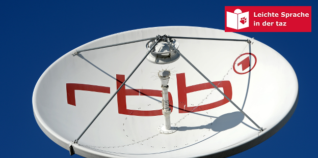 Eine Fernsehschüssel, auf der rbb steht Eine Fernsehschüssel, auf der rbb steht