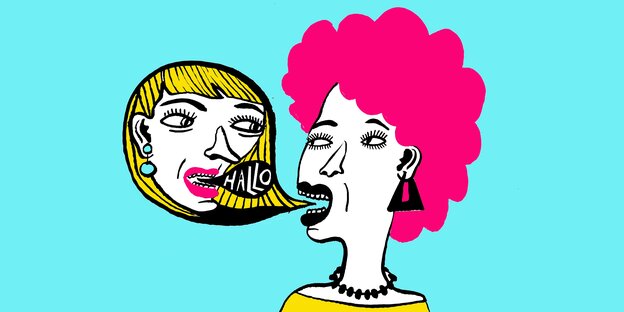 Illustration einer Frau, die spricht Illustration einer Frau, die spricht