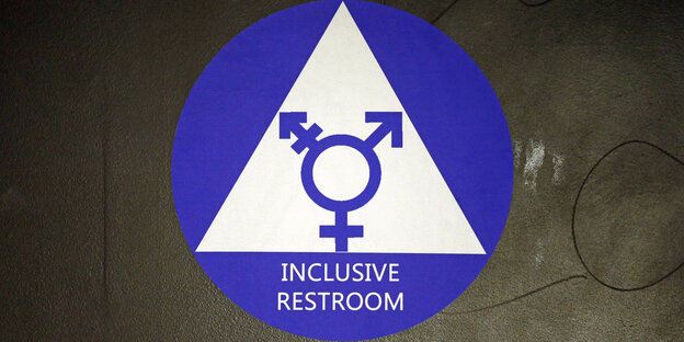 Symbol mit Männer-, Frauen- und Diverszeichen für geschlechtergerechte Toiletten Symbol mit Männer-, Frauen- und Diverszeichen für geschlechtergerechte Toiletten