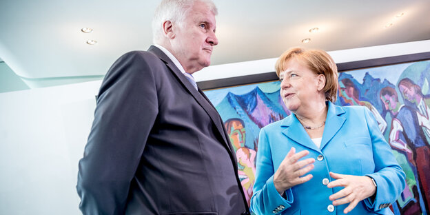 Angela Merkel und Horst Seehofer im Gespräch