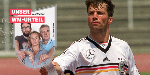 Lothar Matthäus spritzt mit Wasser Lothar Matthäus spritzt mit Wasser