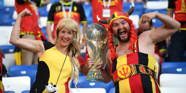 Belgische Fans am vergangenen Donnerstag beim Spiel Belgien gegen England in Kaliningrad Belgische Fans am vergangenen Donnerstag beim Spiel Belgien gegen England in Kaliningrad