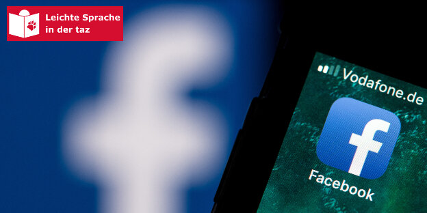 Auf einem Handy ist das blaue Facebook-Symbol mit weißem "f" zu sehen Auf einem Handy ist das blaue Facebook-Symbol mit weißem "f" zu sehen