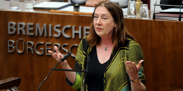 Das Gesicht von Karoline Linnert von den Grünen in Bremen Das Gesicht von Karoline Linnert von den Grünen in Bremen