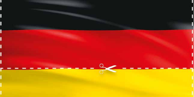 Eine Deutschlandflagge mit Ausschnittmuster Eine Deutschlandflagge mit Ausschnittmuster