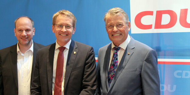Die CDU-Politiker Niclas Herbst, Daniel Günther und Reimer Böge. Die CDU-Politiker Niclas Herbst, Daniel Günther und Reimer Böge.