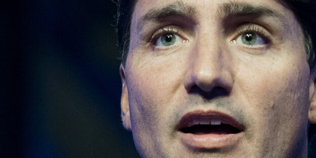 Justin Trudeau mit offenem Mund Justin Trudeau mit offenem Mund