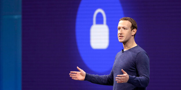 Mark Zuckerberg spricht auf einer Konferenz Mark Zuckerberg spricht auf einer Konferenz