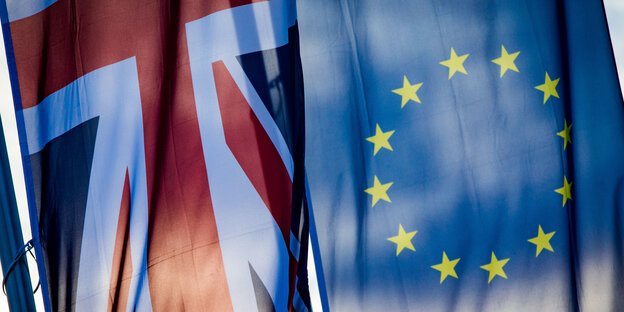 Fahnen von Großbritannien und EU Fahnen von Großbritannien und EU