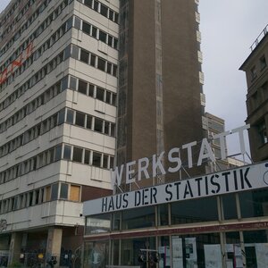 Blick auf die Werkstatt des Hauses der Statistik Blick auf die Werkstatt des Hauses der Statistik