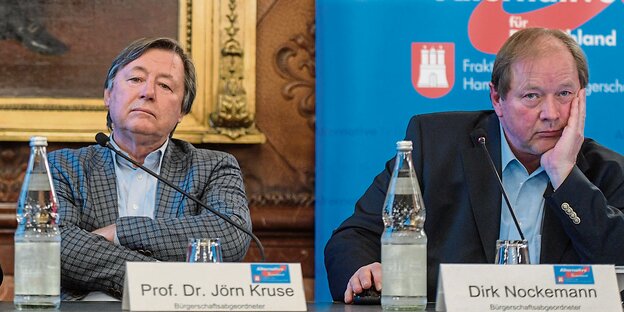 Die Hamburger AfD-Politiker Jörn Kruse und Dirk Nockemann. Die Hamburger AfD-Politiker Jörn Kruse und Dirk Nockemann.