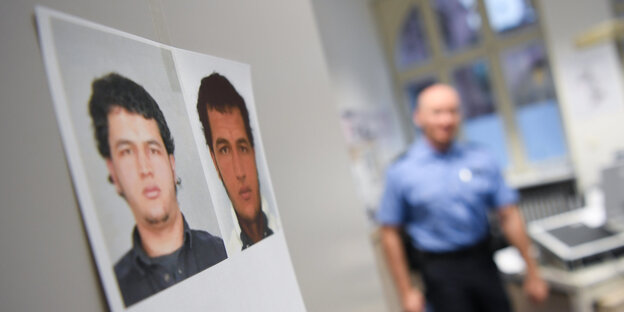 Fahndungsfoto von Anis Amri an einer Tür Fahndungsfoto von Anis Amri an einer Tür