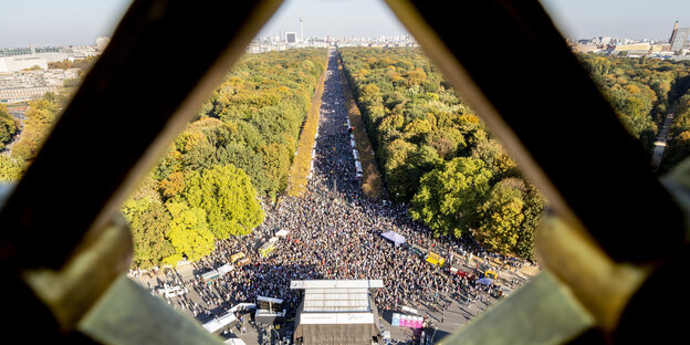 Viele Demonstranten von oben fotografiert Viele Demonstranten von oben fotografiert