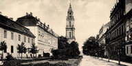 Historische Schwarzweißaufnahme der Potsdamer Garnisonskirche