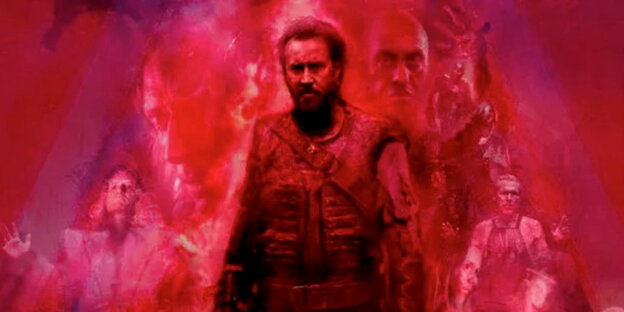 ein verschwommenes rotes Bild, das mehrere merkwürdig aussehende Menschen zeigt ein verschwommenes rotes Bild, das mehrere merkwürdig aussehende Menschen zeigt