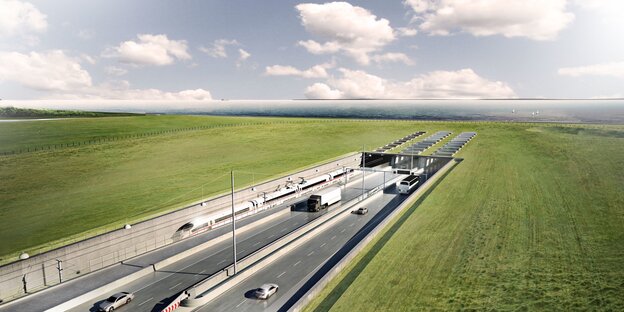 Ein Entwurf für einen Tunnelbau an einer Küste Ein Entwurf für einen Tunnelbau an einer Küste