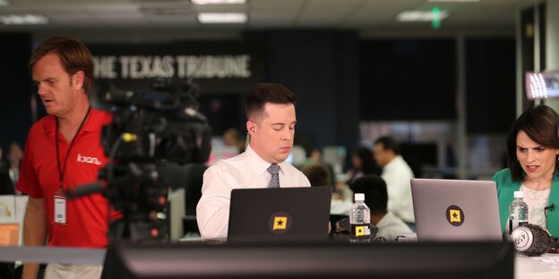 Szene aus der Redaktion der Texas Tribune Szene aus der Redaktion der Texas Tribune