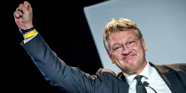 Jörg Meuthen mit erhobener Faust