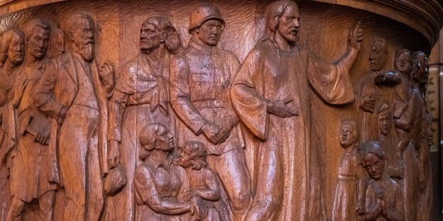 Ein Holzschnitt mit Figuren Ein Holzschnitt mit Figuren