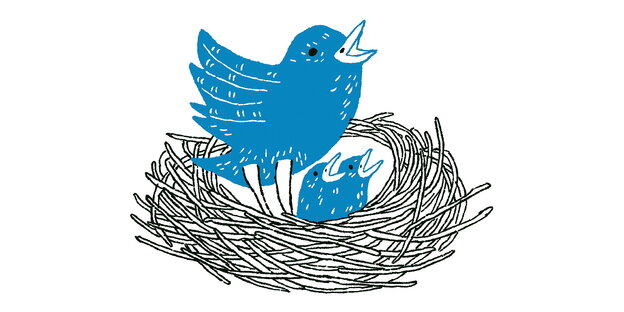 Drei Twittervögel in einem Nest Drei Twittervögel in einem Nest