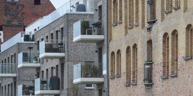 Eine Häuserfront in Greifswald Eine Häuserfront in Greifswald