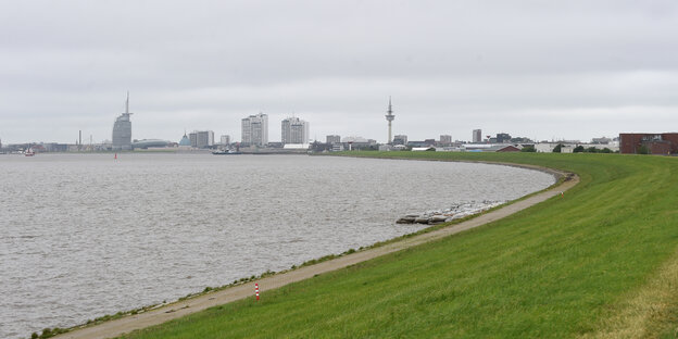 Der Deich am Naturschutzgebiet Luneplate.