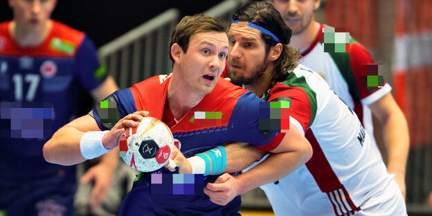Zwei Handballspieler Zwei Handballspieler