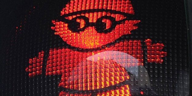 Ein Mainzelmännchen als rotes Ampelmännchen Ein Mainzelmännchen als rotes Ampelmännchen