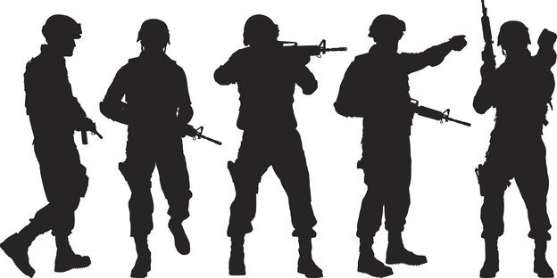 Ein Schattenriss von fünf Soldaten Ein Schattenriss von fünf Soldaten