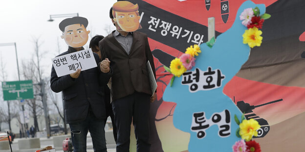 Demonstration für eine Denuklearisierung der koreanischen Halbinsel am Donnerstag in Seoul Demonstration für eine Denuklearisierung der koreanischen Halbinsel am Donnerstag in Seoul