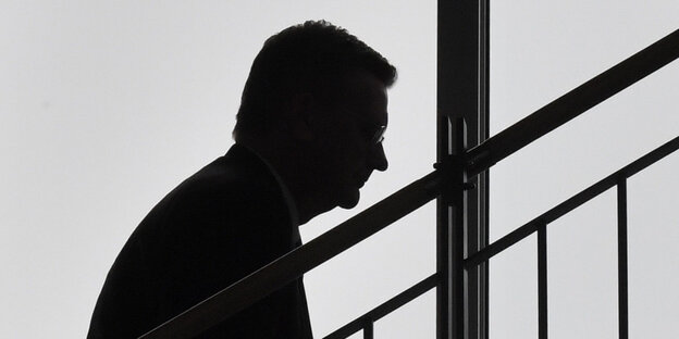 Reinhard Grindel im Gegenlicht, vor einem Treppengeländer Reinhard Grindel im Gegenlicht, vor einem Treppengeländer