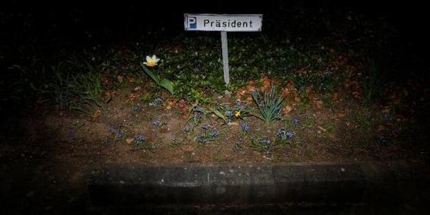Auf einem Parkplatz-Schild steht der Schriftzug "Präsident" Auf einem Parkplatz-Schild steht der Schriftzug "Präsident"