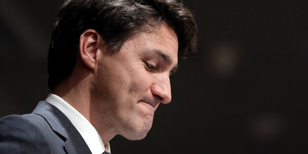 Kanadas Premierminister Justin Trudeau während seiner Rede vor den Liberalen am Dienstag Kanadas Premierminister Justin Trudeau während seiner Rede vor den Liberalen am Dienstag