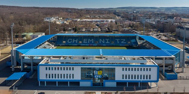Vogelperspektive auf das Fußballstadion in Chemnitz Vogelperspektive auf das Fußballstadion in Chemnitz