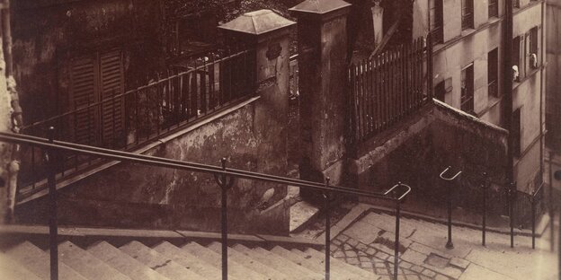 schwarz-weiß-Fotografie aufgang montmartre schwarz-weiß-Fotografie aufgang montmartre