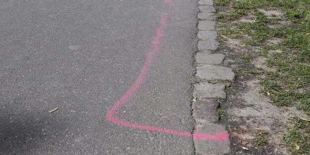 Rosa Striche auf Weg Rosa Striche auf Weg