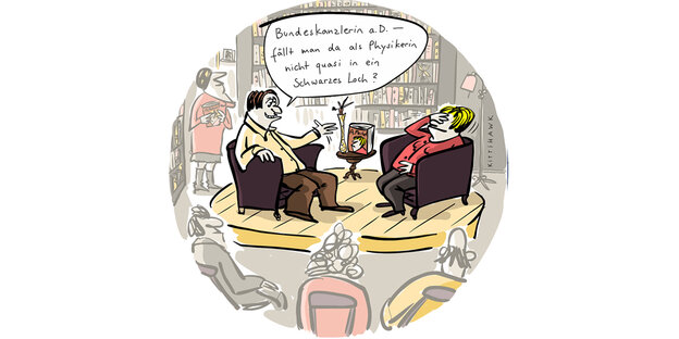 Ein Comic, Angela Merkel hält sich die Augen zu Ein Comic, Angela Merkel hält sich die Augen zu