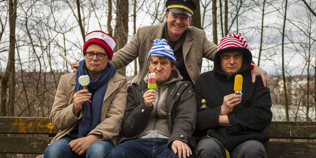 Vier Musiker mit Eis am Stil Vier Musiker mit Eis am Stil