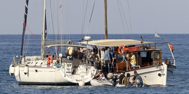 Die pro-palästinensischen Aktivisten gehen vor Kreta an Bord Die pro-palästinensischen Aktivisten gehen vor Kreta an Bord