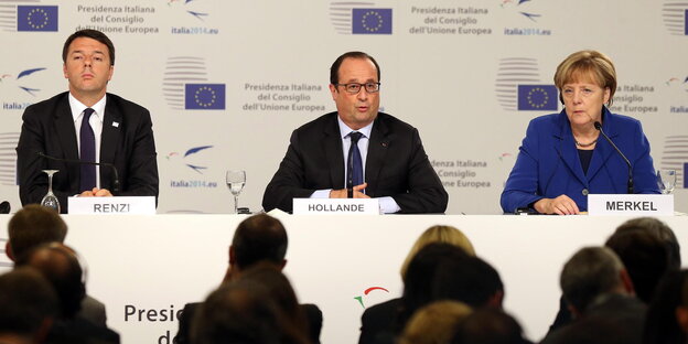 Matteo Renzi, François Hollande und Angela Merkel Matteo Renzi, François Hollande und Angela Merkel