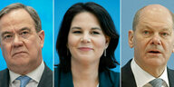 Potraits der drei Spitzenkandidatinnen von CDU, den Grünen und SPD