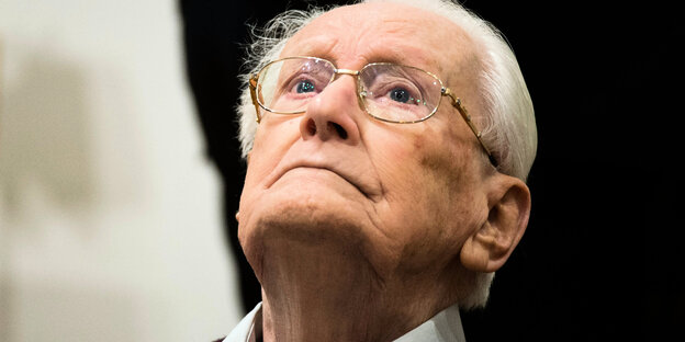 Das Gesicht von Oskar Gröning. Das Gesicht von Oskar Gröning.