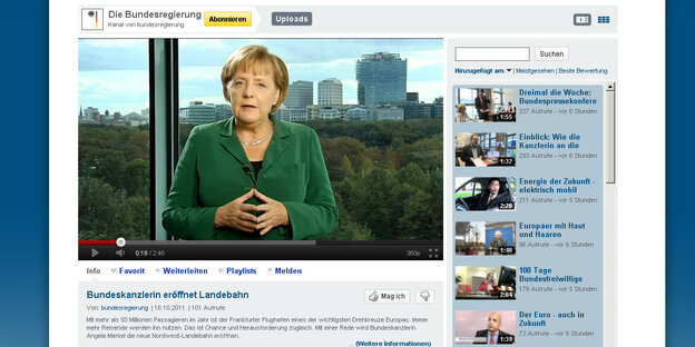 Der Youtube-Kanal der Bundesregierung. Der Youtube-Kanal der Bundesregierung.