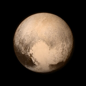 Bild von Pluto, mit Herzform auf dem Zwergplaneten. Bild von Pluto, mit Herzform auf dem Zwergplaneten.