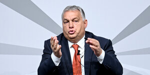 Viktor Orbán bei dem Pressegespräch mit der Berliner Zeitung und Cicero