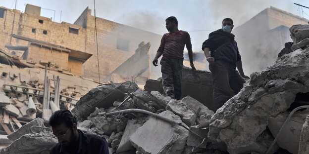 Zerstörte Gebäude in Aleppo.