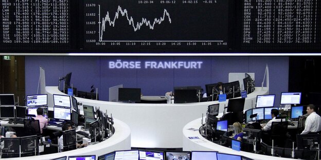 Ein Blick in den Saal der Frankfurter Börse. Ein Blick in den Saal der Frankfurter Börse.